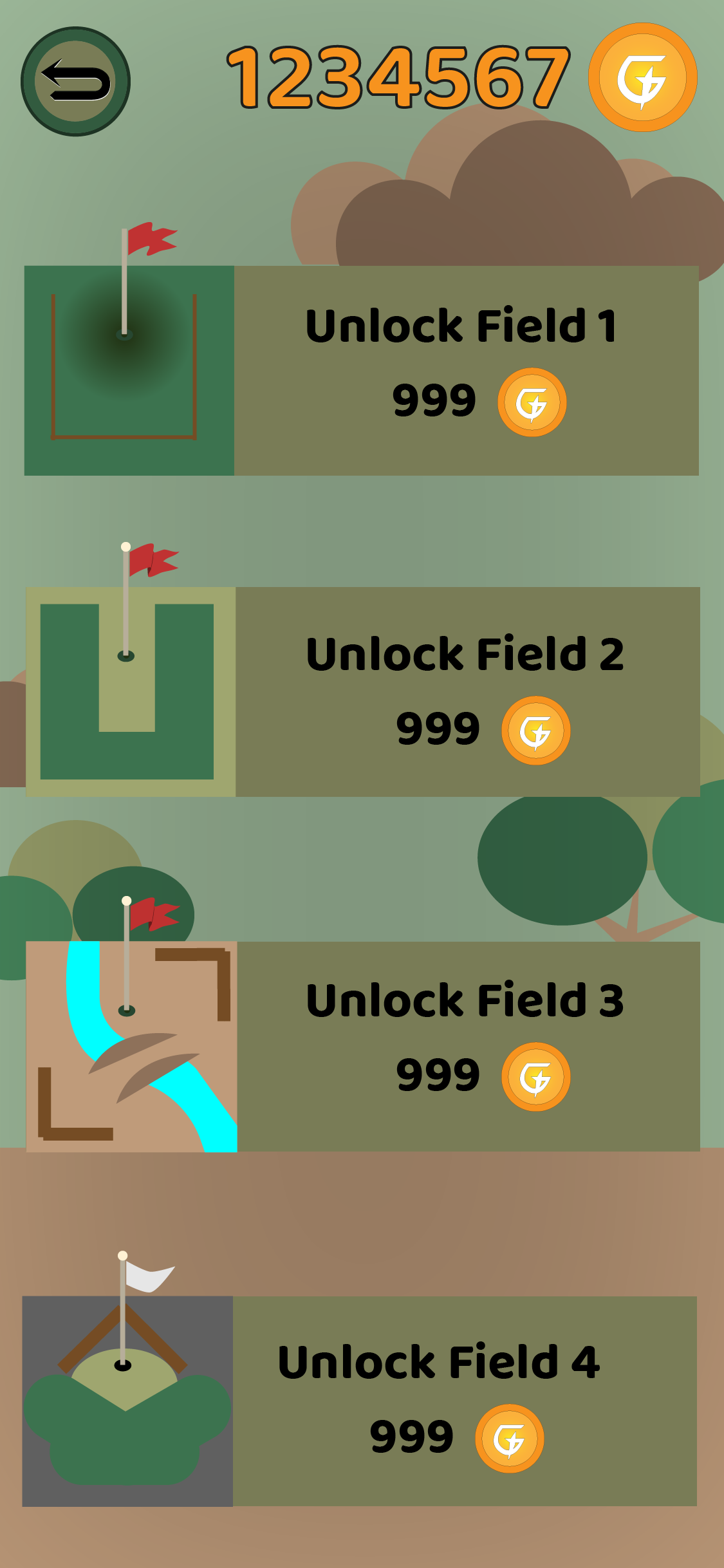 Mini-Golf Mobile Game User Interface